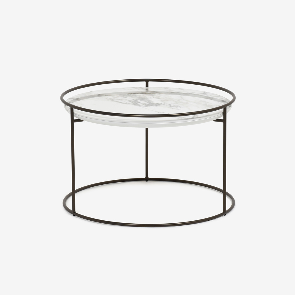 Calligaris(カリガリス)センターテーブル 「Atollo CS/5098-M」丸62.5cm 天板セラミック ホワイトマーブル