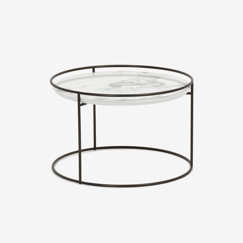 Calligaris(カリガリス)センターテーブル 「Atollo CS/5098-M」丸62.5cm 天板セラミック ホワイトマーブル