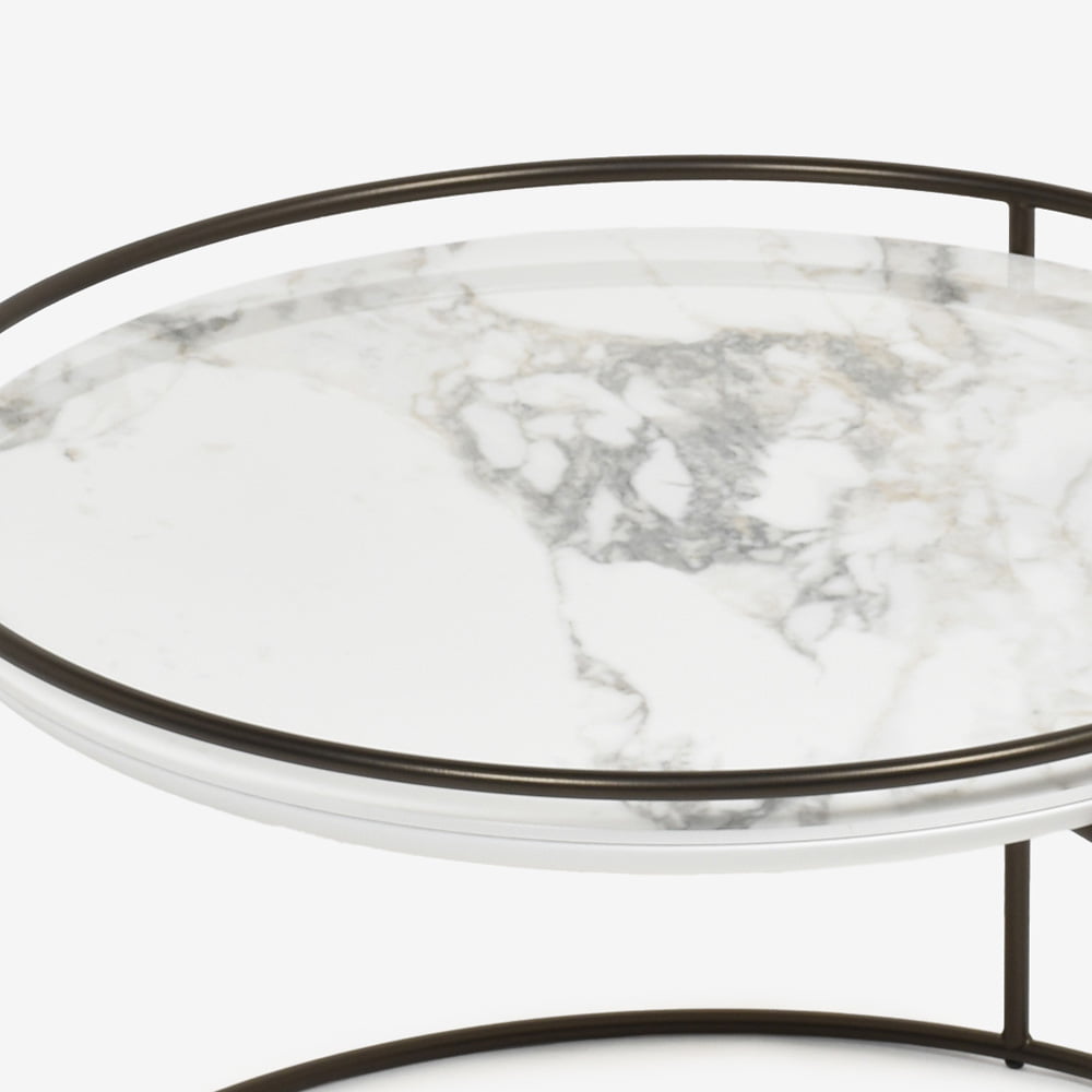 Calligaris(カリガリス)センターテーブル 「Atollo CS/5098-M」丸62.5cm 天板セラミック ホワイトマーブル