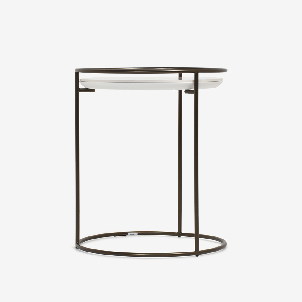 Calligaris(カリガリス)サイドテーブル 「Atollo CS/5098-P」丸42.5cm 天板セラミック ホワイトマーブル色