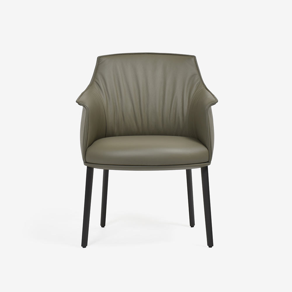 PoltronaFrau（ポルトローナ・フラウ）ダイニングチェア（アーム付き）「アーチボルドラージ」革ダーセナ色 #SC176 Darsena