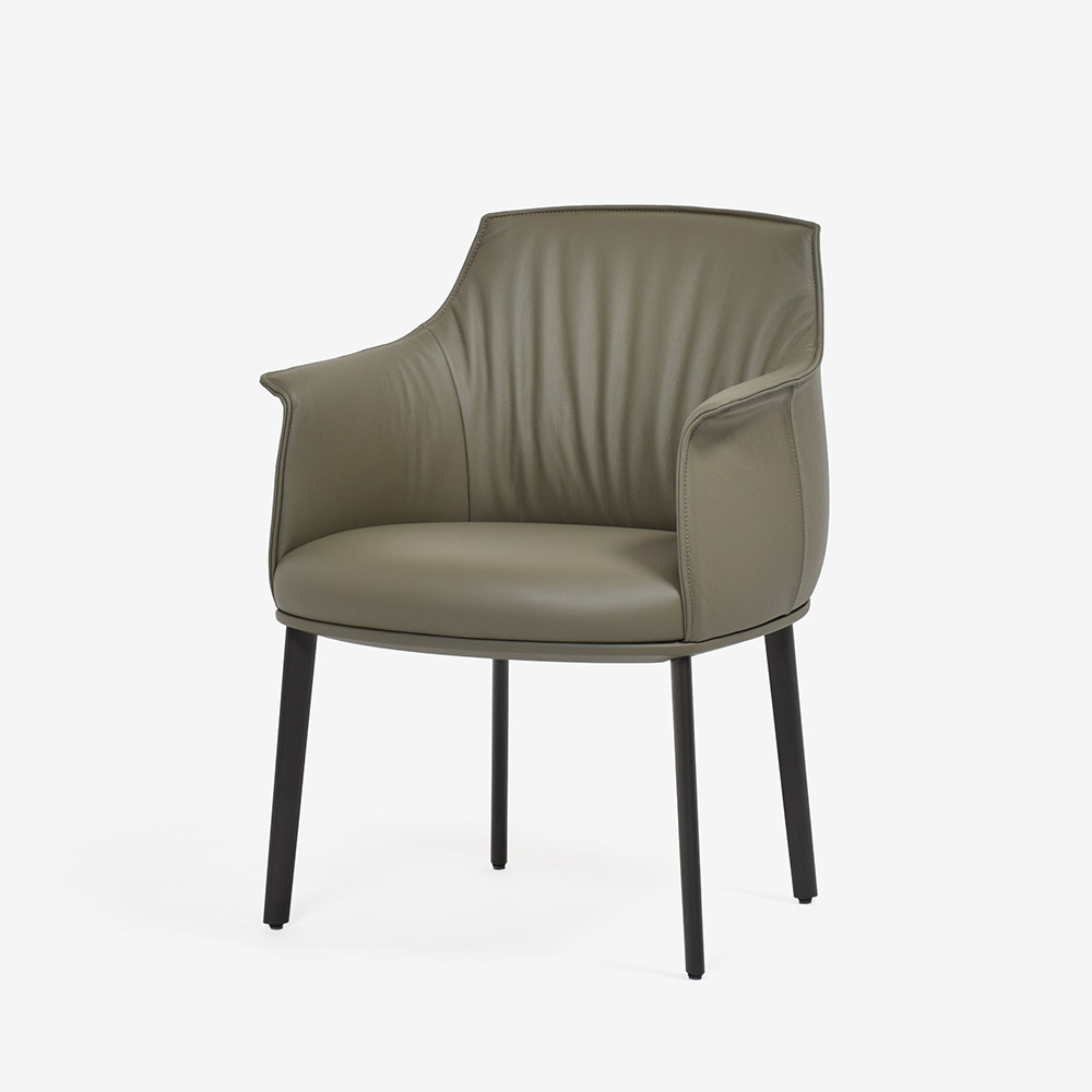 PoltronaFrau（ポルトローナ・フラウ）ダイニングチェア（アーム付き）「アーチボルドラージ」革ダーセナ色 #SC176 Darsena