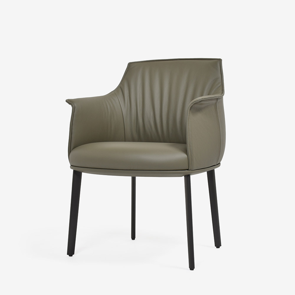 PoltronaFrau（ポルトローナ・フラウ）ダイニングチェア（アーム付き）「アーチボルドラージ」革ダーセナ色 #SC176 Darsena