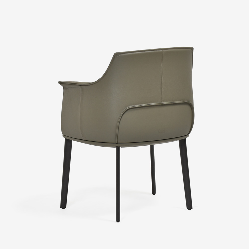 PoltronaFrau（ポルトローナ・フラウ）ダイニングチェア（アーム付き）「アーチボルドラージ」革ダーセナ色 #SC176 Darsena