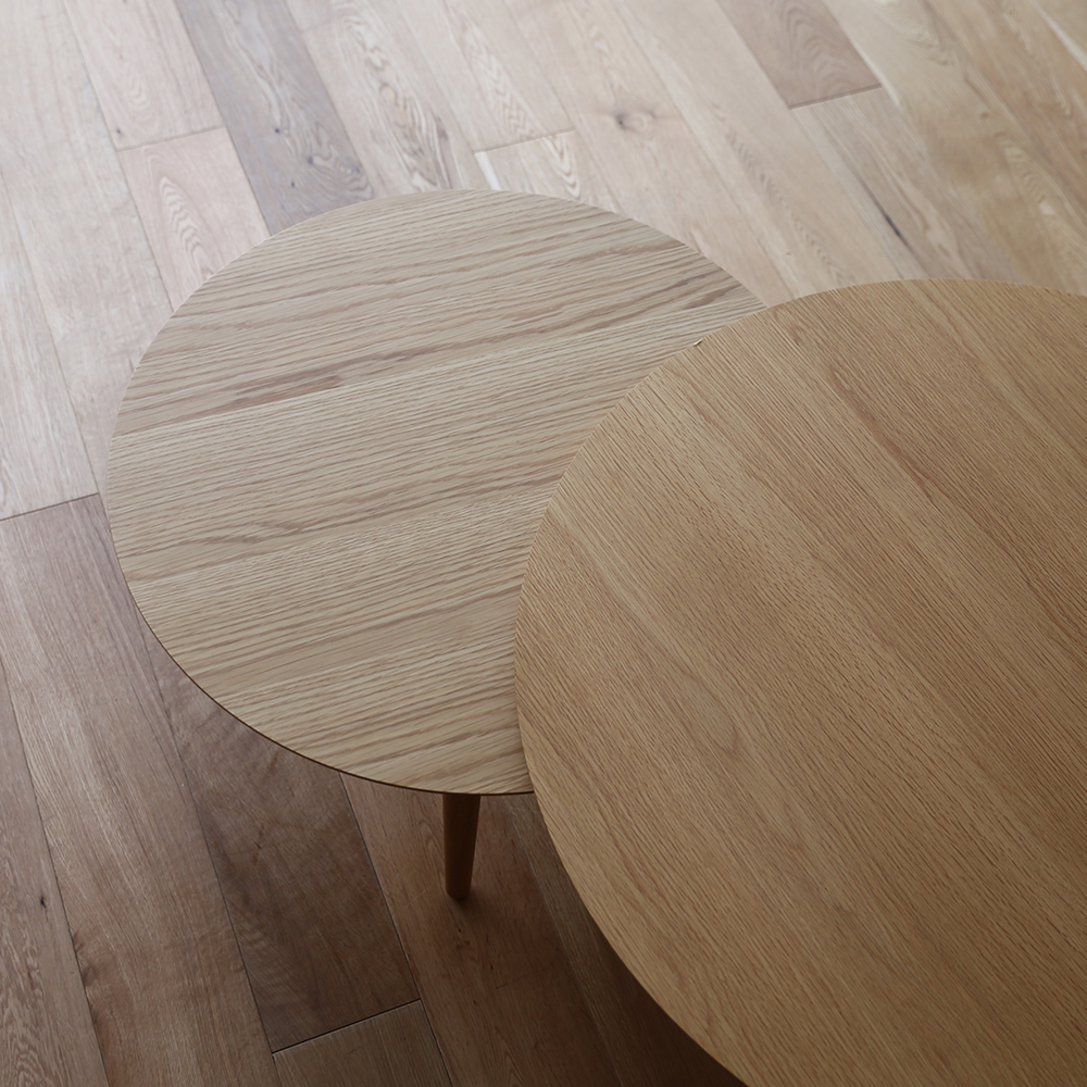 リビングテーブル「バルーン90-2」2連伸長式 ホワイトオーク材