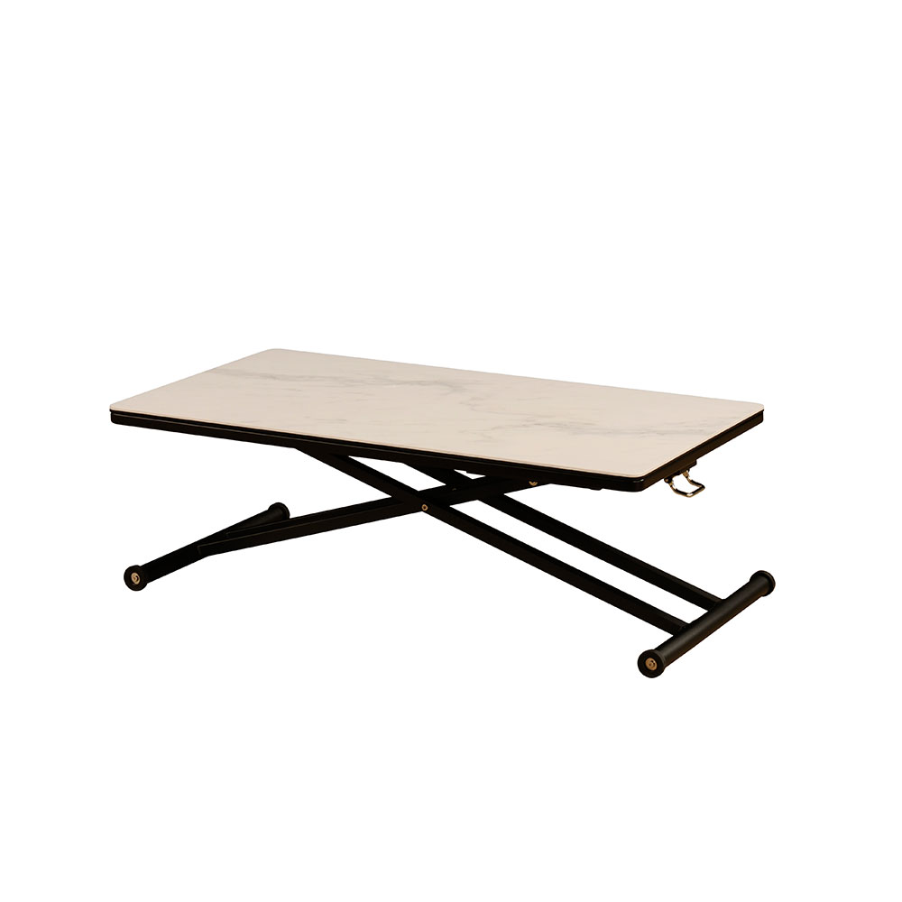 昇降式テーブル「グラナダ」幅110cm セラミック天板 ホワイトクオーツ色
