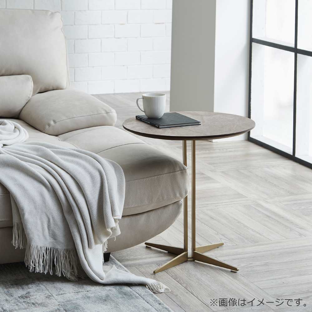 サイドテーブル（丸）「イタレーヌ」幅50cm プレシャスグレー色