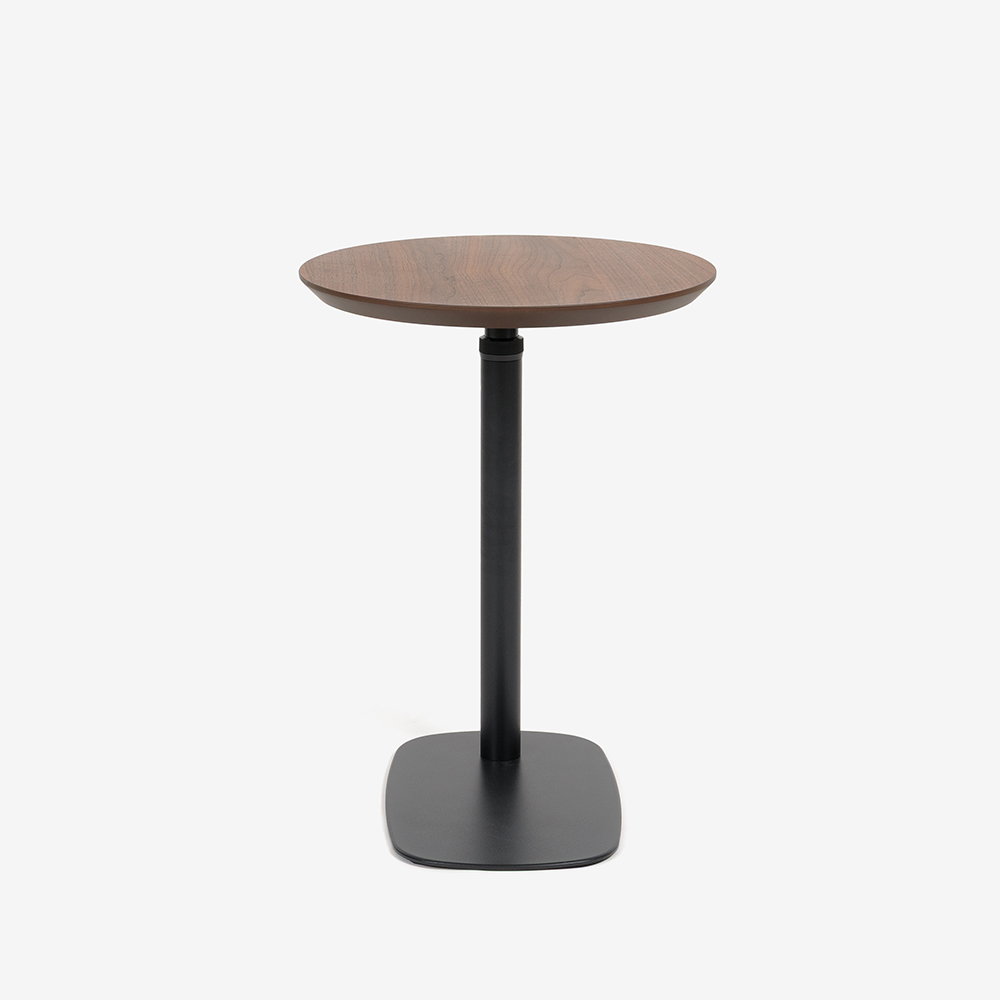 昇降式サイドテーブル（丸）「koko ココ」幅41cm 天板 ウォールナット材 脚 ブラック色【受注生産品】