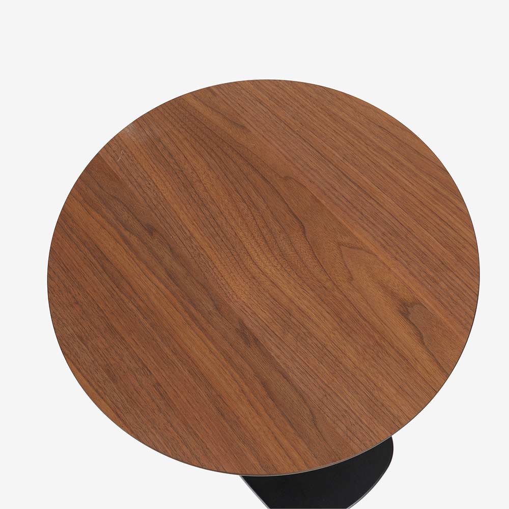 昇降式サイドテーブル(丸)「koko ココ」幅41cm 天板 ウォールナット材 脚 ブラック色【受注生産品】