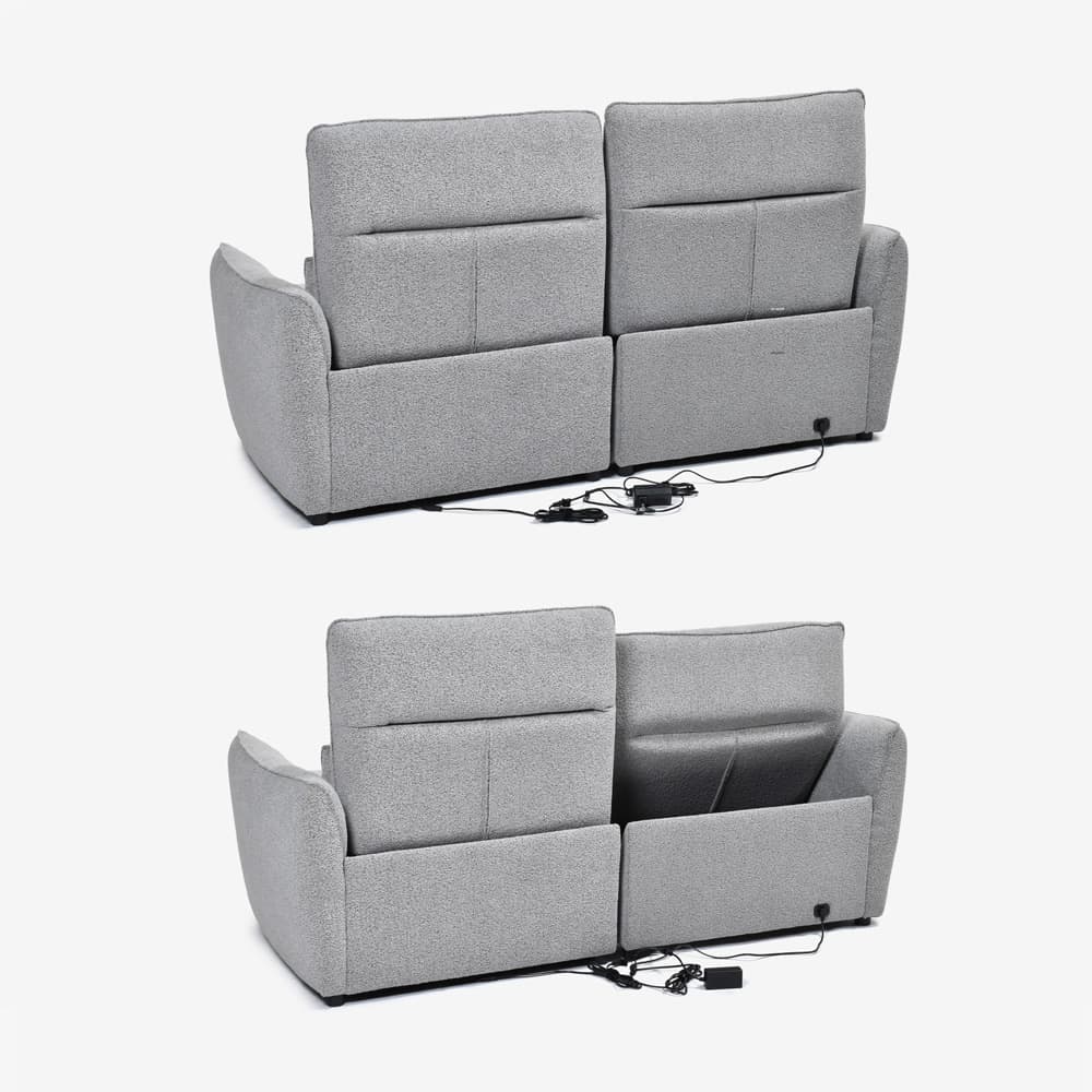 電動リクライニングソファ2点セット「ルッカ SD-524B（1モーター+3モーター）」幅192cm 布#CP430-3 グレー色【お手入れキットの特典付き】