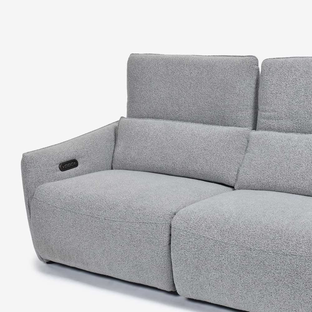 電動リクライニングソファ2点セット「ルッカ SD-524B（1モーター+3モーター）」幅192cm 布#CP430-3 グレー色【お手入れキットの特典付き】