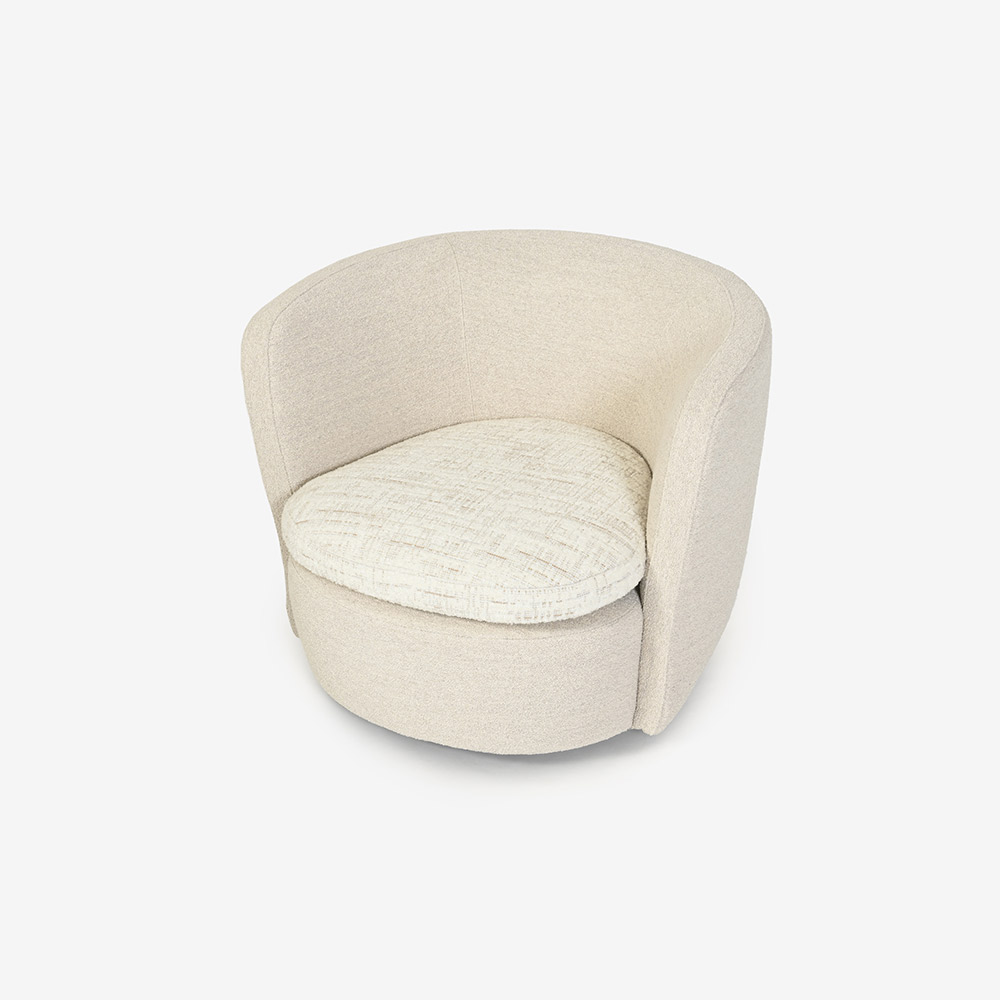 erba(エルバイタリア)アームチェア「ルナ」幅84cm 本体 布ホワイト色 #Orsetto01/02 座面 布ベージュ色 #Padua01/01【お手入れキットの特典付き】