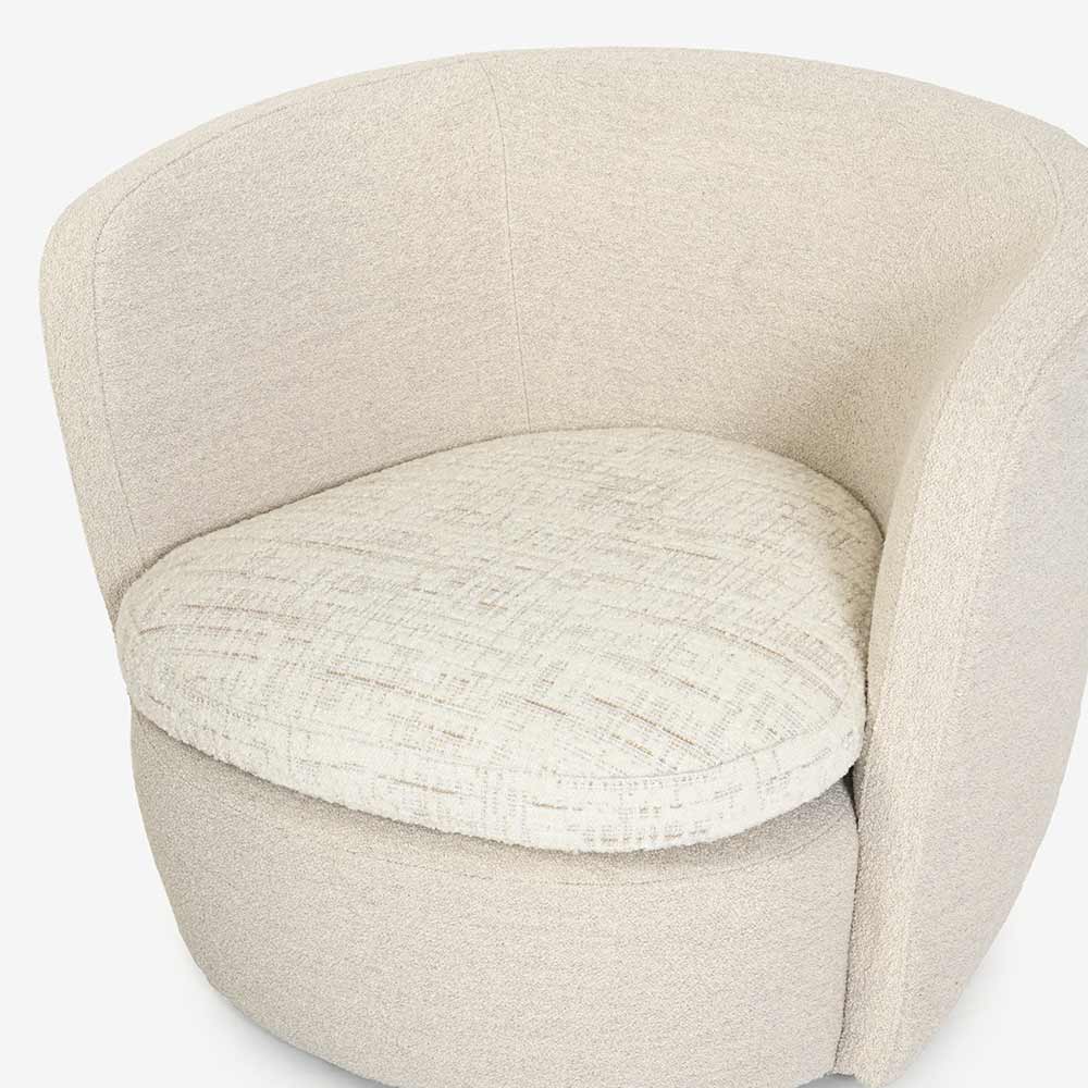 erba(エルバイタリア)アームチェア「ルナ」幅84cm 本体 布ホワイト色 #Orsetto01/02 座面 布ベージュ色 #Padua01/01【お手入れキットの特典付き】