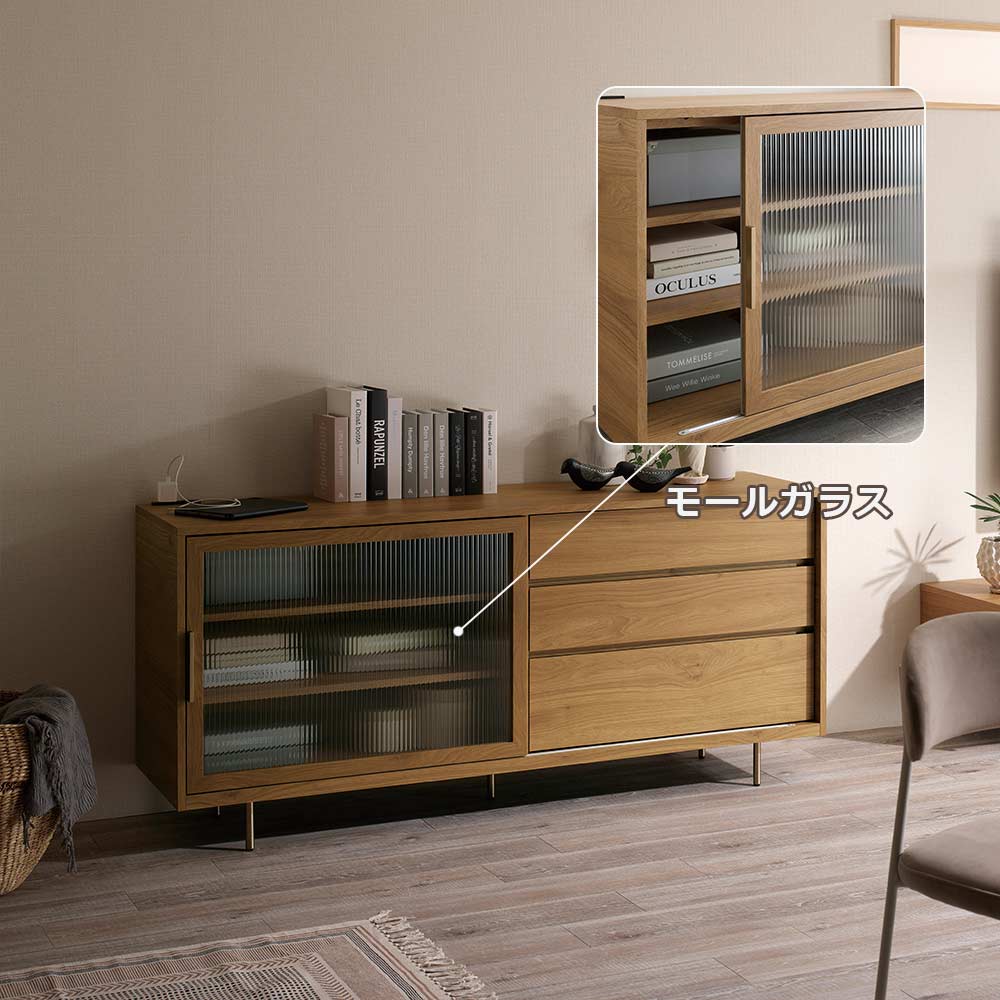 Pamouna（パモウナ）サイドボード「NWA-120C」幅120cm スライドドアタイプ 全4色【オンラインショップ限定品】