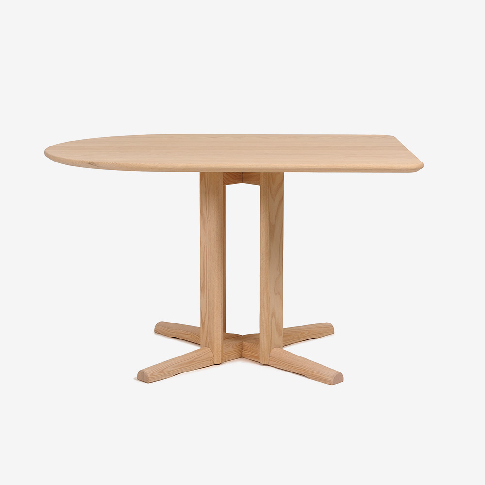 ダイニングテーブル「フィルプラス」R型 幅120cm 1本脚タイプ エッジデザイン3種 樹種・塗装色5種【受注生産品】