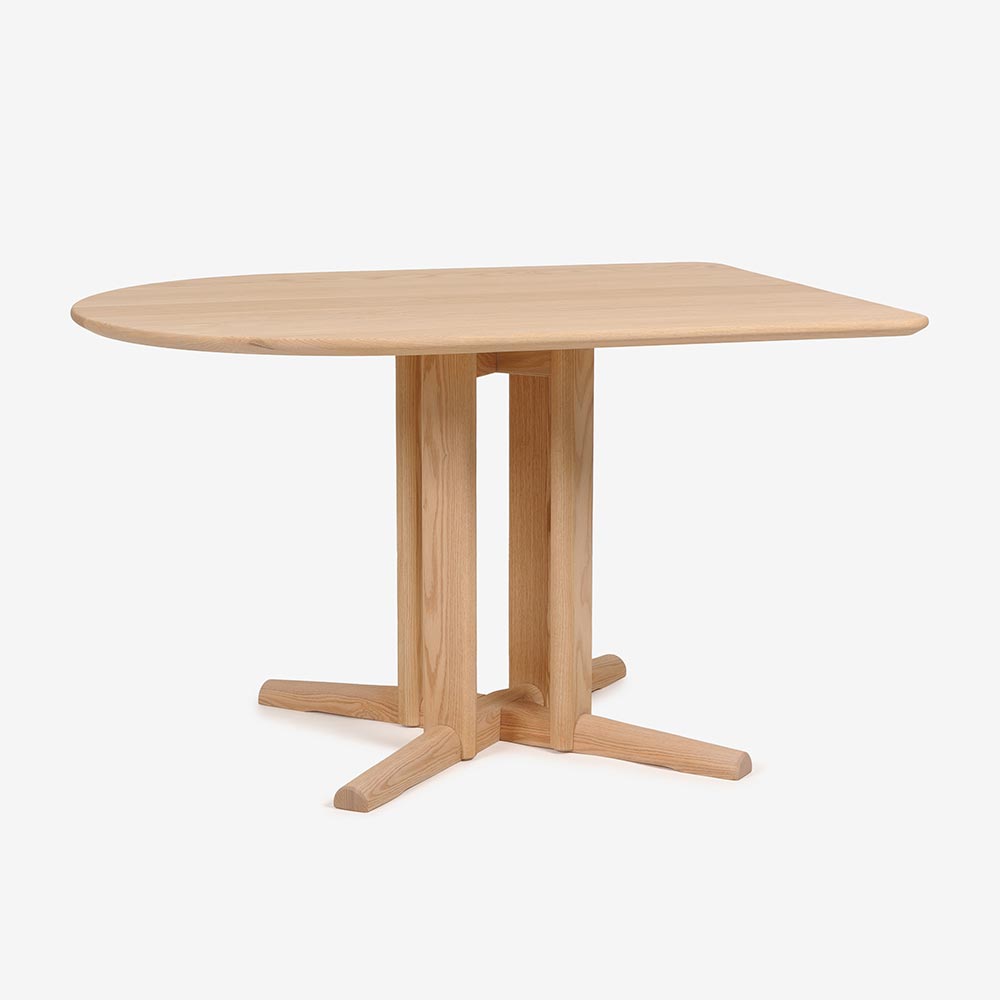 ダイニングテーブル「フィルプラス」R型 幅120cm 1本脚タイプ エッジデザイン3種 樹種・塗装色5種【受注生産品】