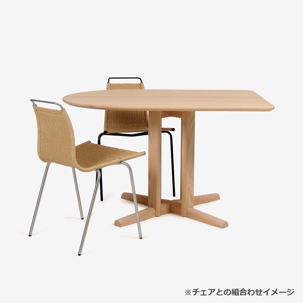 ダイニングテーブル「フィルプラス」R型 幅120cm 1本脚タイプ エッジデザイン3種 樹種・塗装色5種【受注生産品】