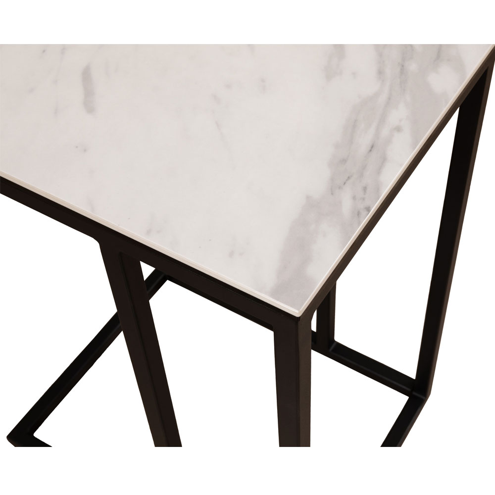 サイドテーブル「グラナダ」セラミック天板 ホワイトクオーツ色