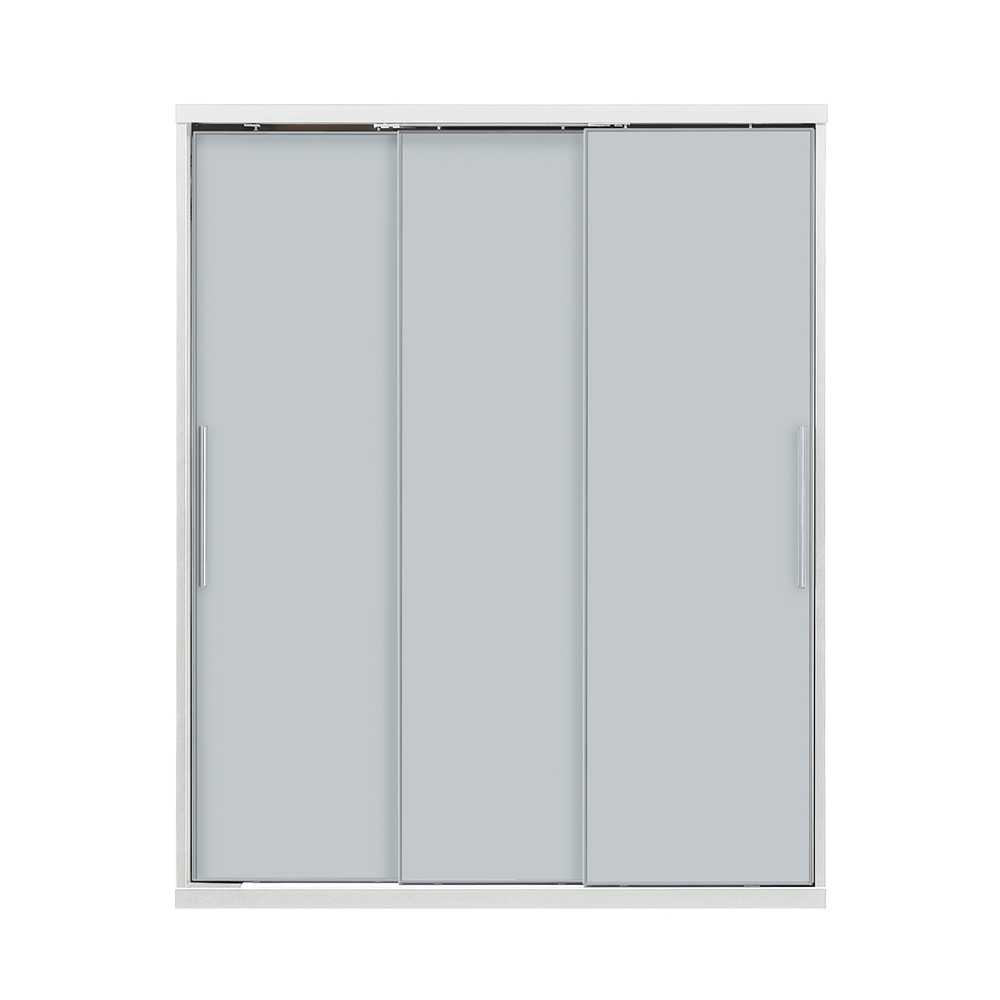 ワードローブ「RENNELL レンネル」幅161cm ガラス扉 引き戸タイプ ホワイト色