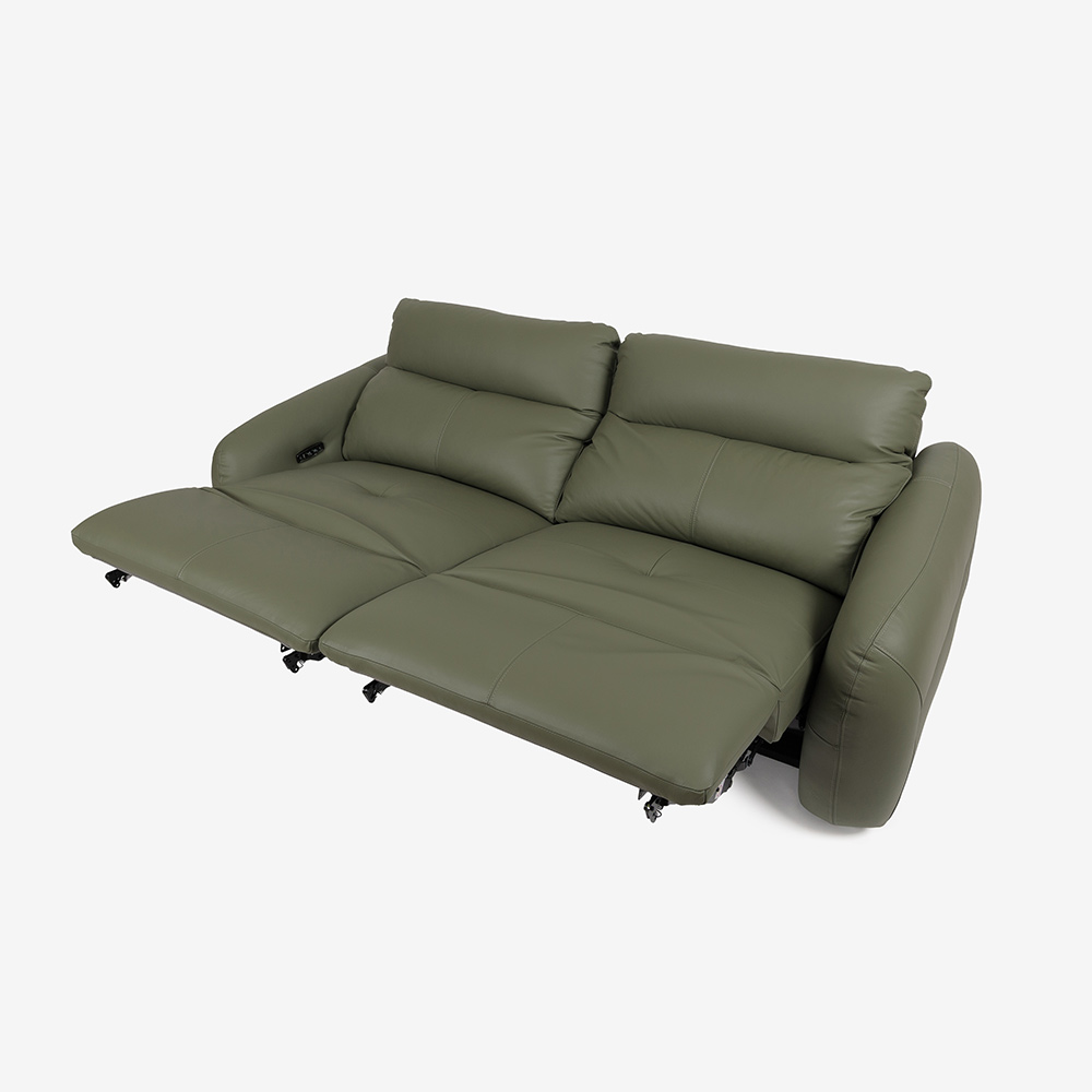 電動リクライニングソファ 3人掛け「L/S Motion 81(エルエスモーション81)」 幅210cm 革#H/S-697E セージグリーン色