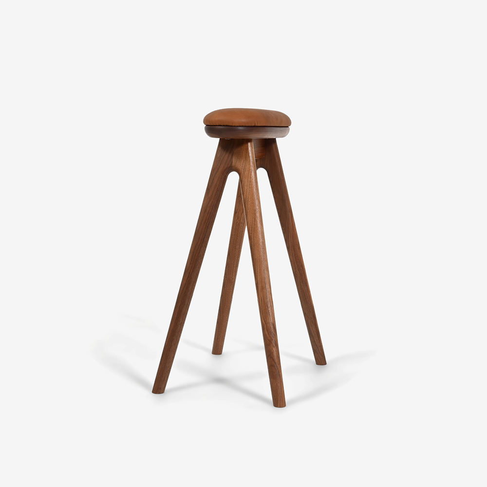 キッチンスツール「Friendly!! coupe kitchen stool SC338-1S63」WN-WN-AK765 ウォールナット材/本革張り 座面高63cm【受注生産品】