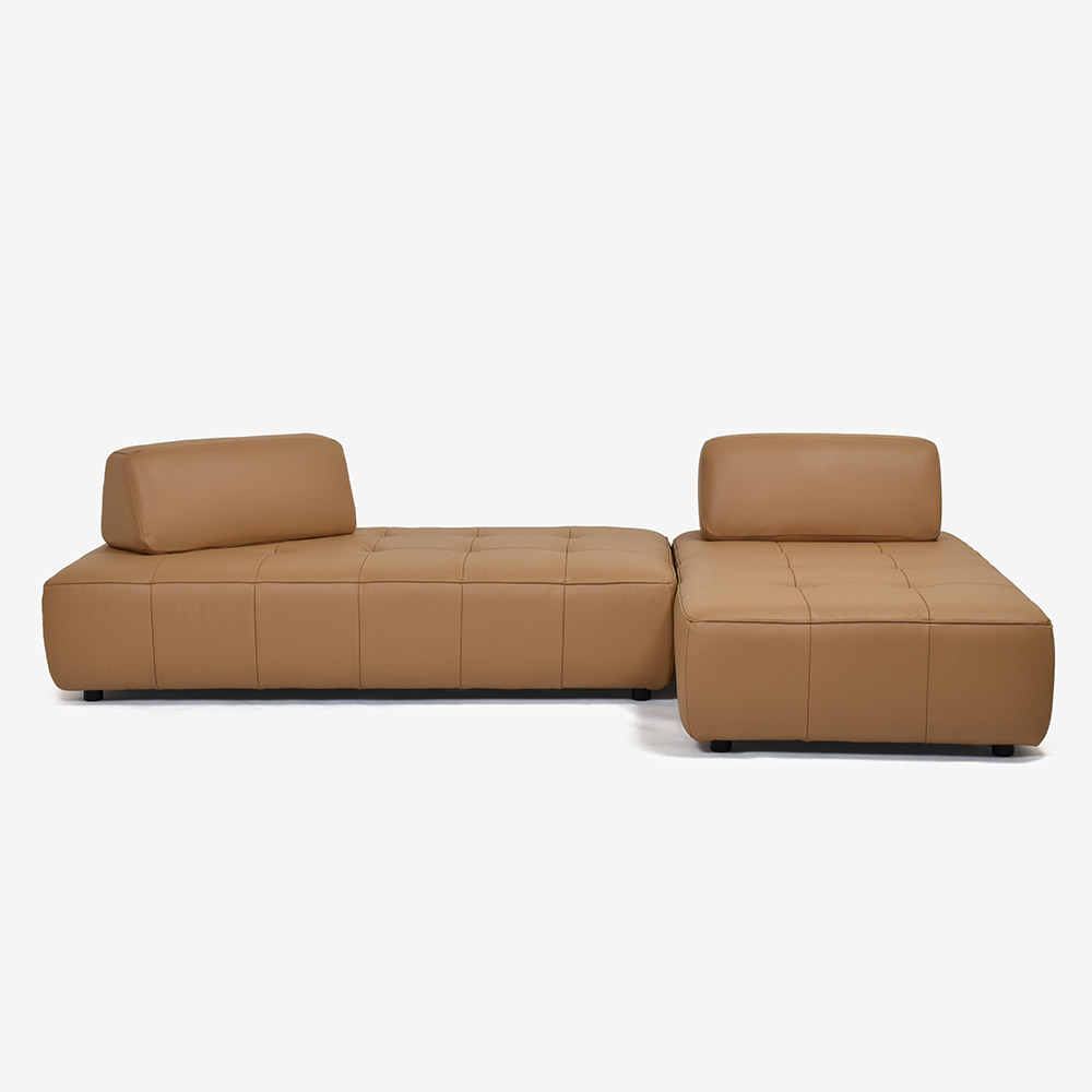 ソファ4点セット「ボラボラ」ソファベース＋ラブソファベース＋背クッション2個 幅298cm 革#H-674E キャメル色【お手入れキットの特典付き】