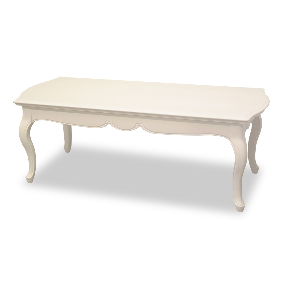 センターテーブル「フルール110 WH」幅110cm リンデン材ホワイトウォッシュ色