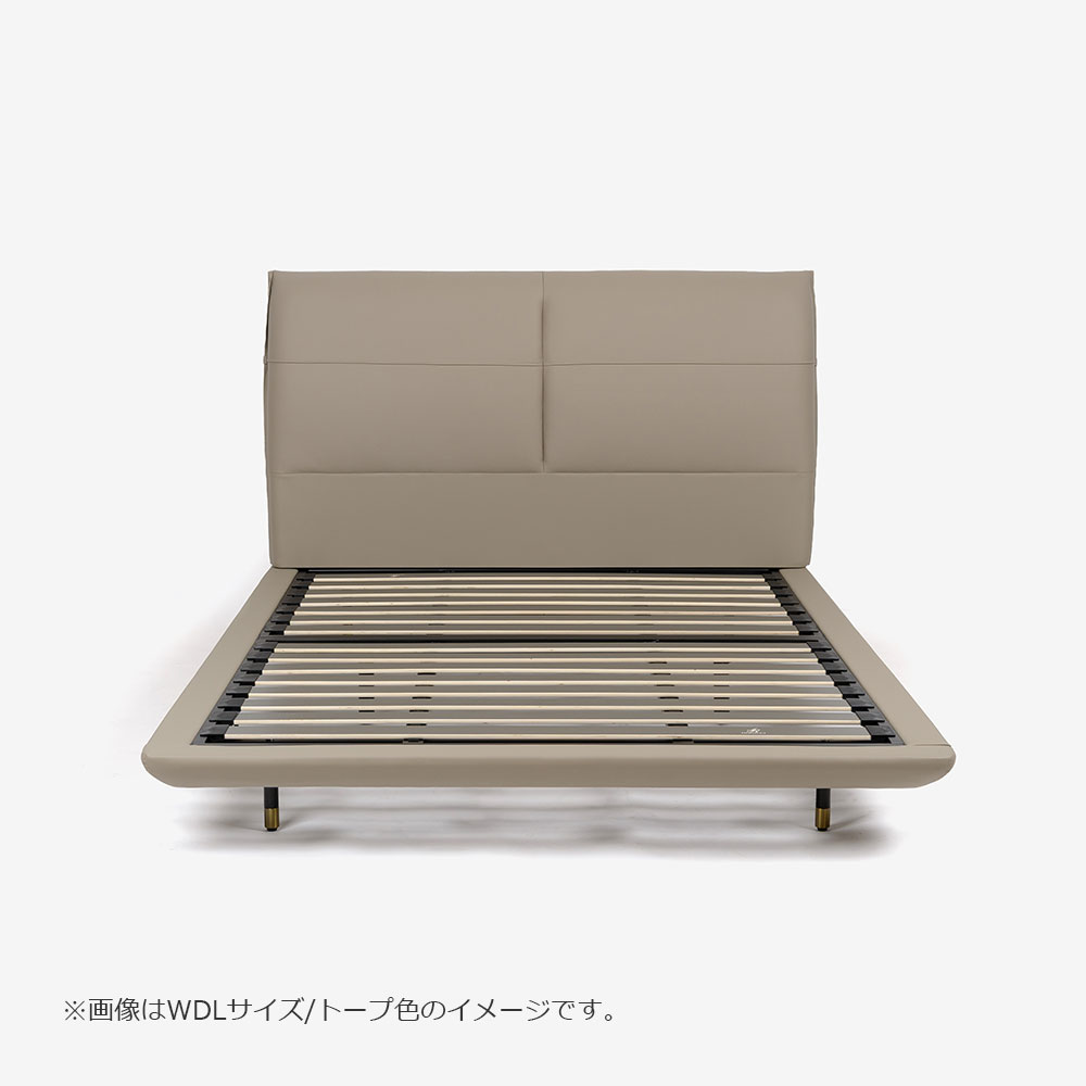 ベッドフレーム「アウラ」半革張り スラットベース 全6サイズ 全2色