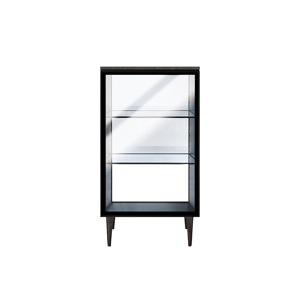 AYANO（綾野製作所）サイドボード「Zゼノノワール」ガラス扉 幅50.2cm セラミックグレイ色 全2タイプ