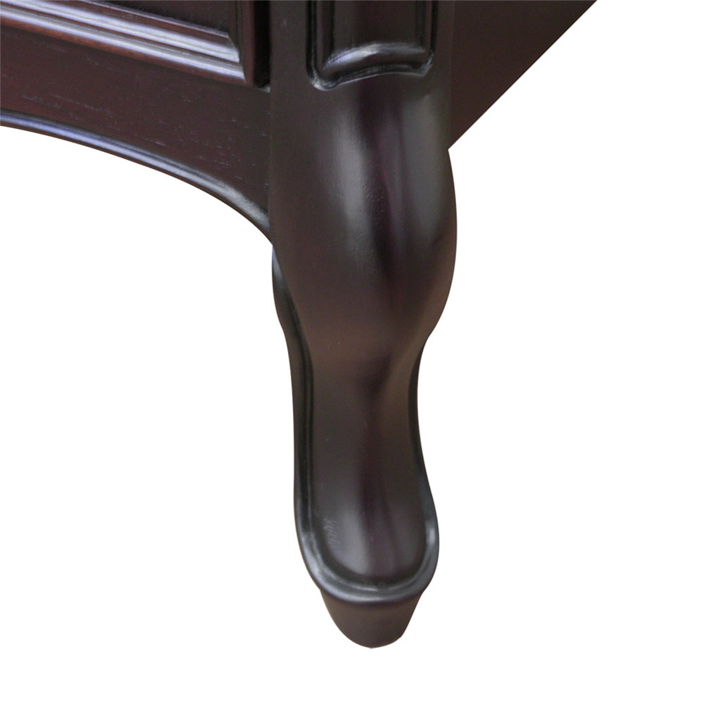 ナイトテーブル「フルール DM」幅40cm マホガニー材ダークブラウン色