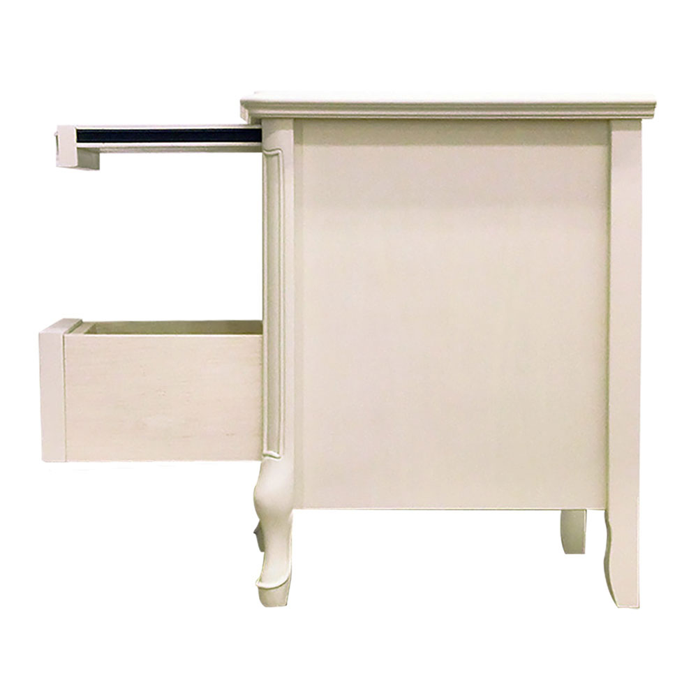 ナイトテーブル「フルール WH」幅40cm リンデン材ホワイトウォッシュ色