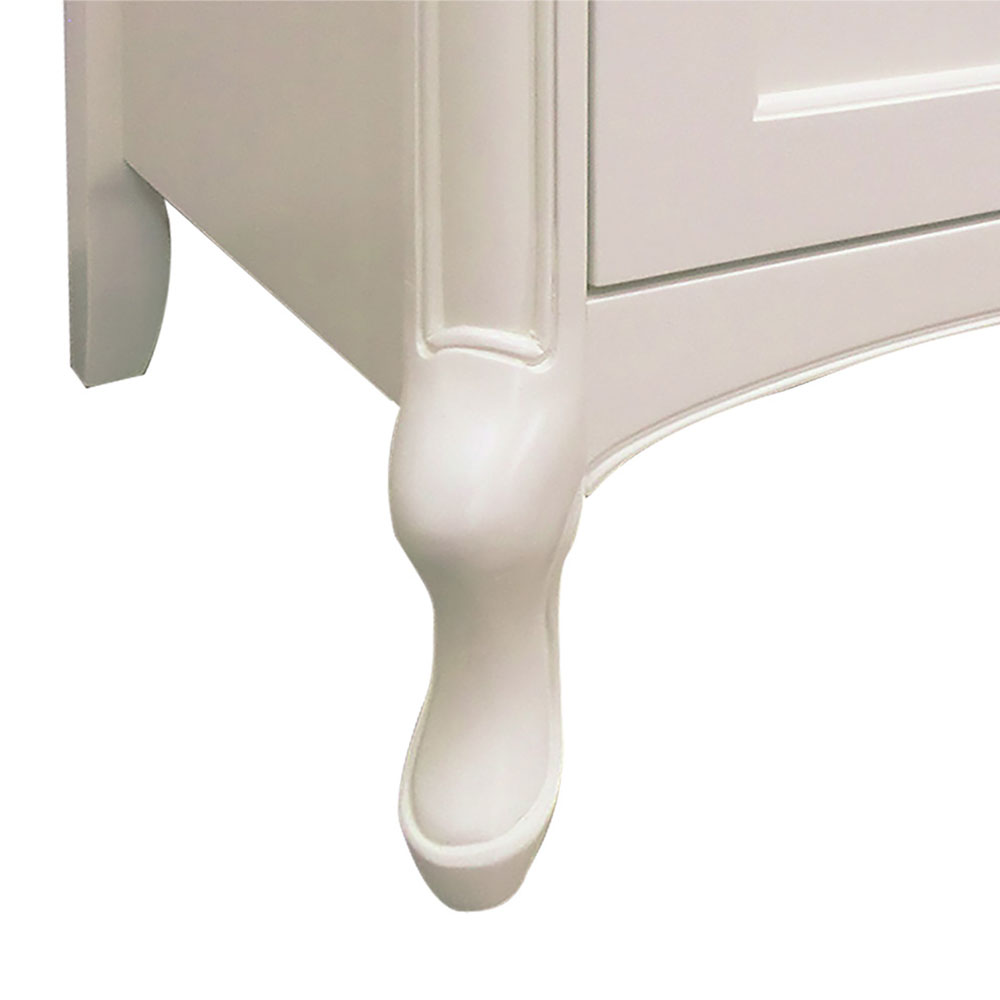 ナイトテーブル「フルール WH」幅40cm リンデン材ホワイトウォッシュ色