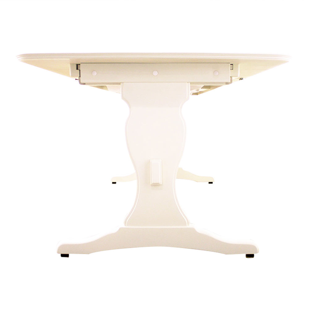 伸長式ダイニングテーブル「フルール165 WH」幅165-205cm リンデン材ホワイトウォッシュ色