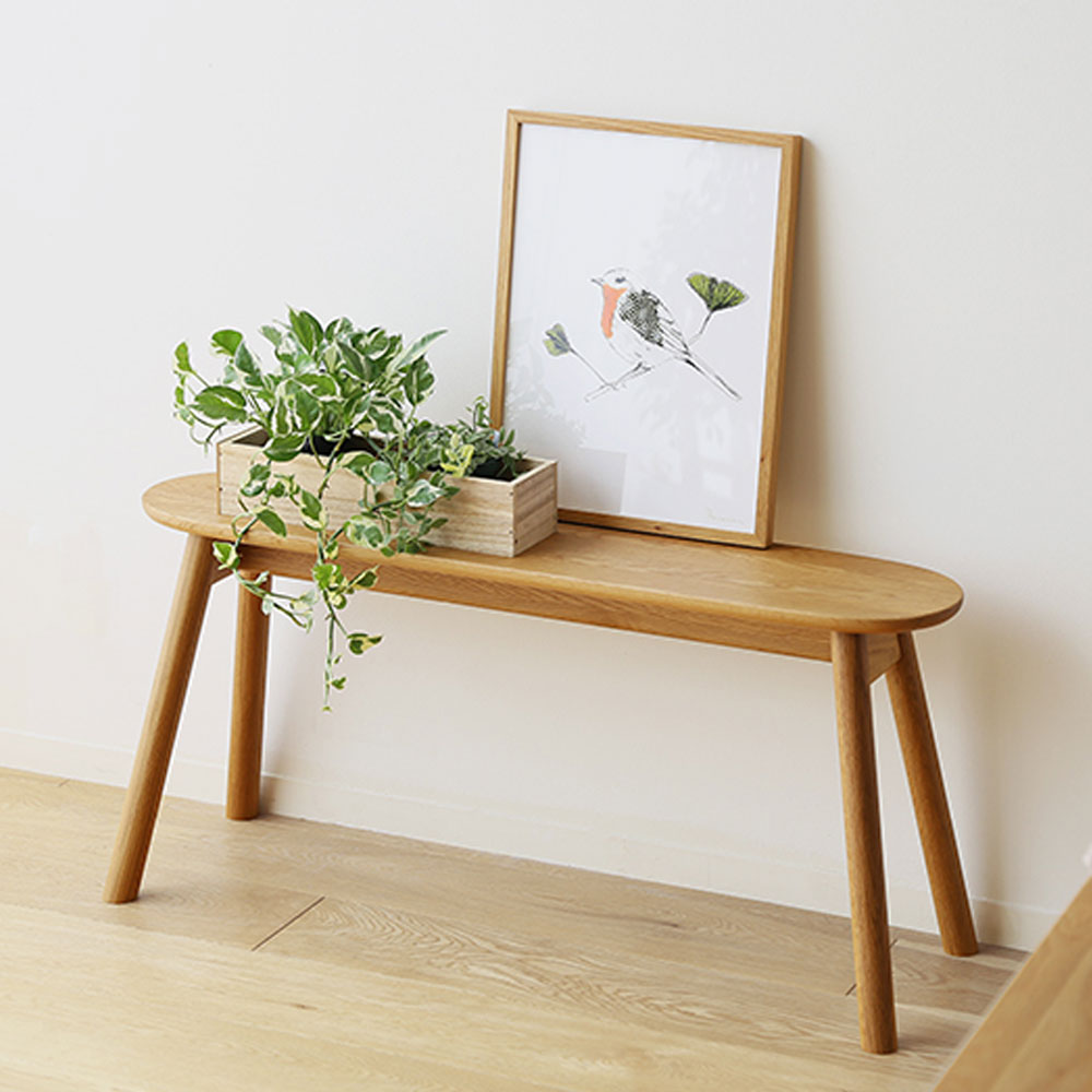 スツール「ルーベ 90Vワイド」幅90cm 高さ42cm ホワイトオーク材