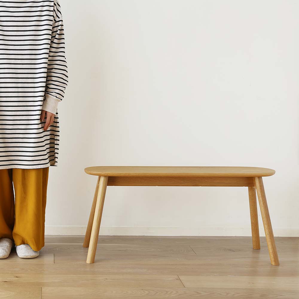 スツール「ルーベ 90Vワイド」幅90cm 高さ42cm ホワイトオーク材