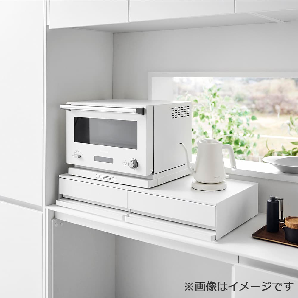 引出し＆スライドテーブル「タワー 1697」ホワイト 80x37cm