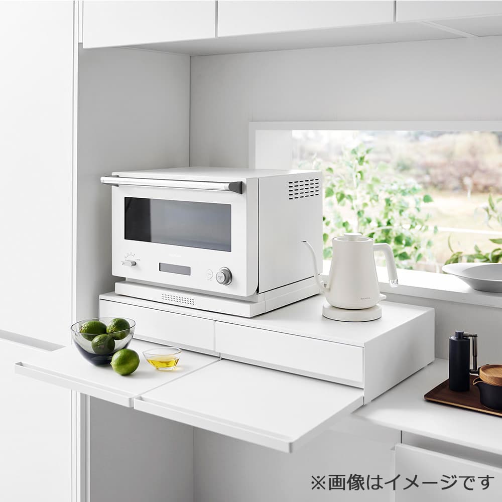 引出し＆スライドテーブル「タワー 1697」ホワイト 80x37cm