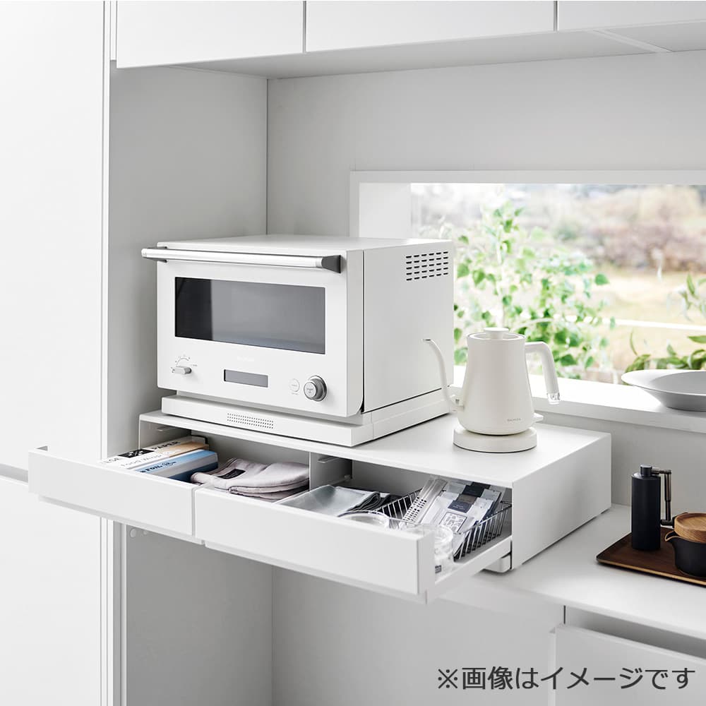 引出し＆スライドテーブル「タワー 1697」ホワイト 80x37cm