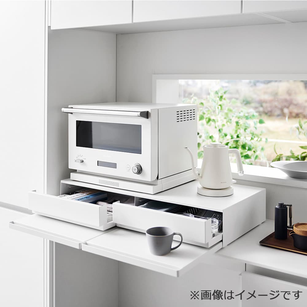 引出し＆スライドテーブル「タワー 1697」ホワイト 80x37cm