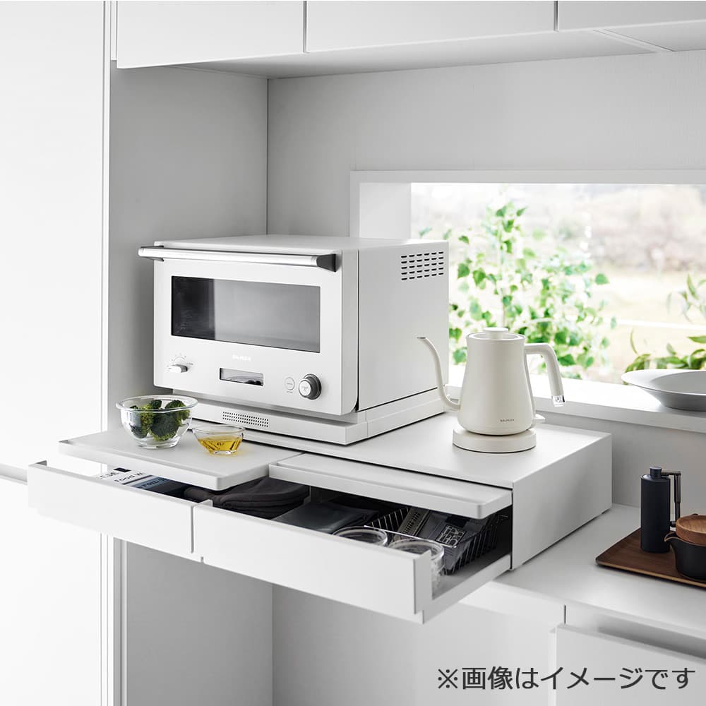引出し＆スライドテーブル「タワー 1697」ホワイト 80x37cm