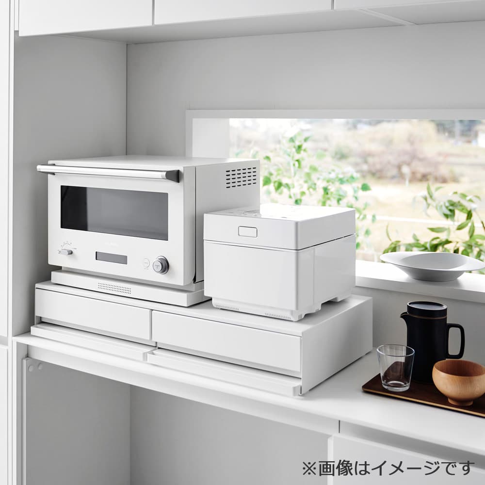 引出し＆スライドテーブル「タワー 1697」ホワイト 80x37cm