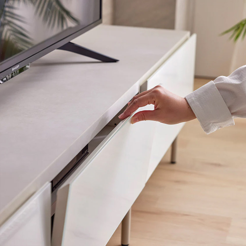 テレビボード「ハリス」GWH ガラスホワイト色 全3サイズ(幅160cm・幅180cm・幅200cm)