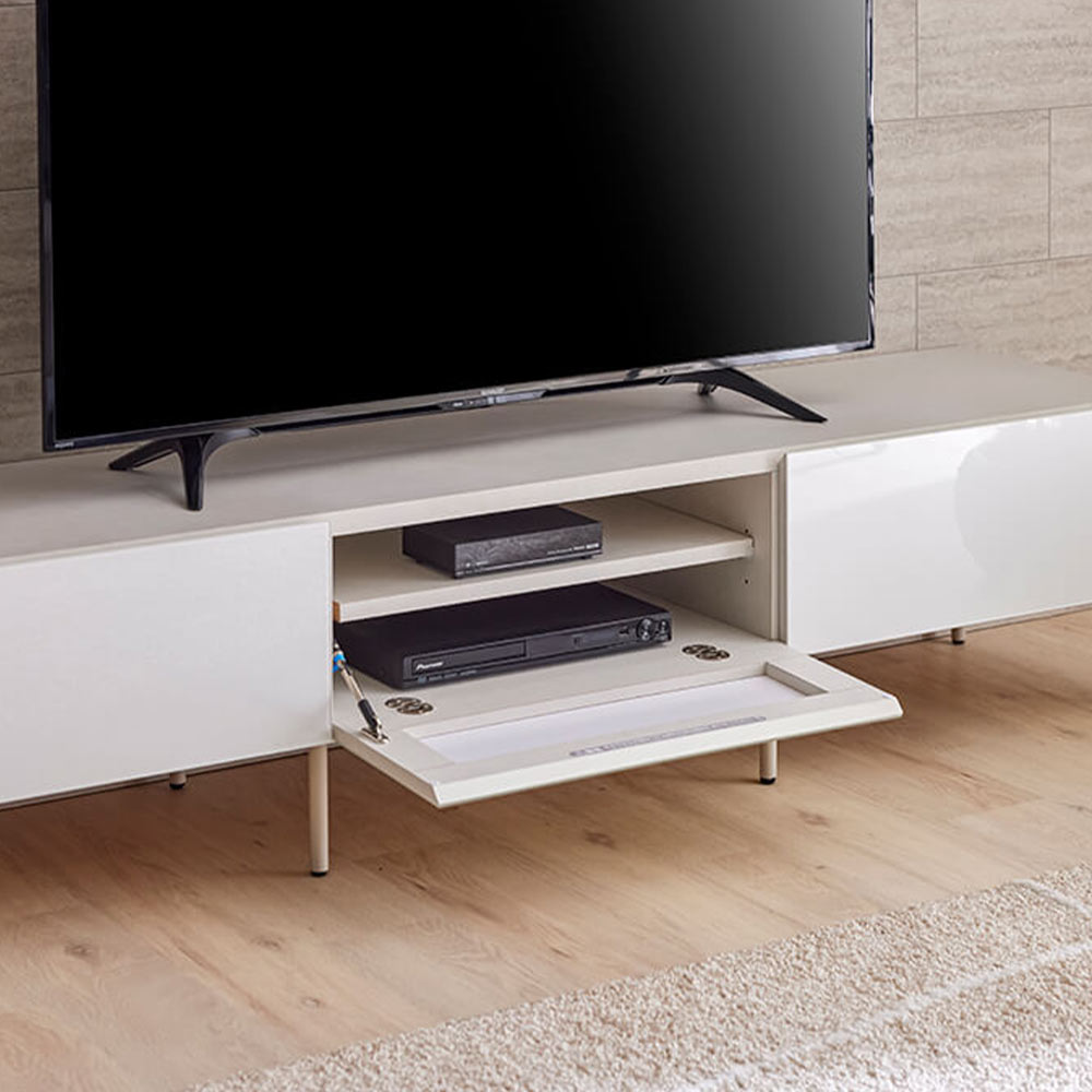 テレビボード「ハリス」GWH ガラスホワイト色 全3サイズ(幅160cm・幅180cm・幅200cm)