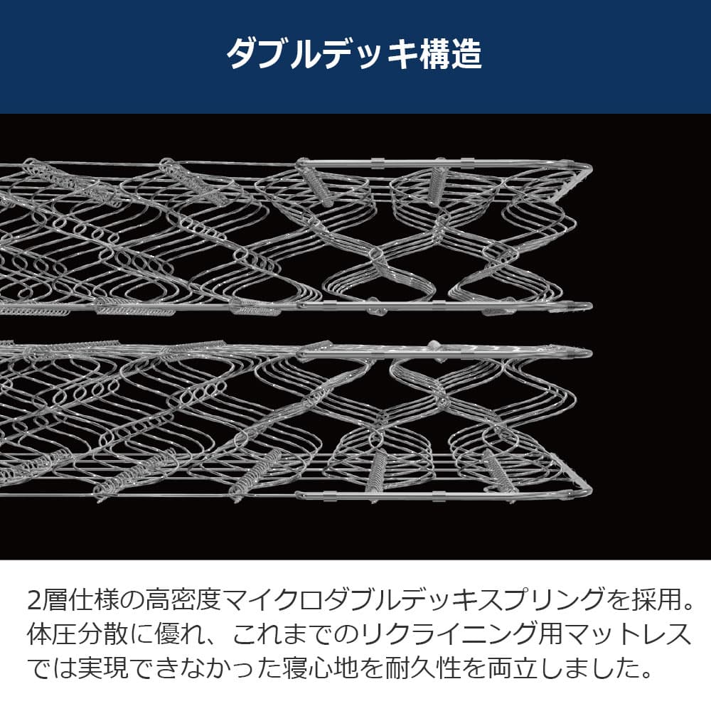 リクライニングマットレス「Ag-FK-EXC」厚さ25cm 高密度連続スプリング 腹部圧迫軽減仕様 全2サイズ FranceBed(フランスベッド)