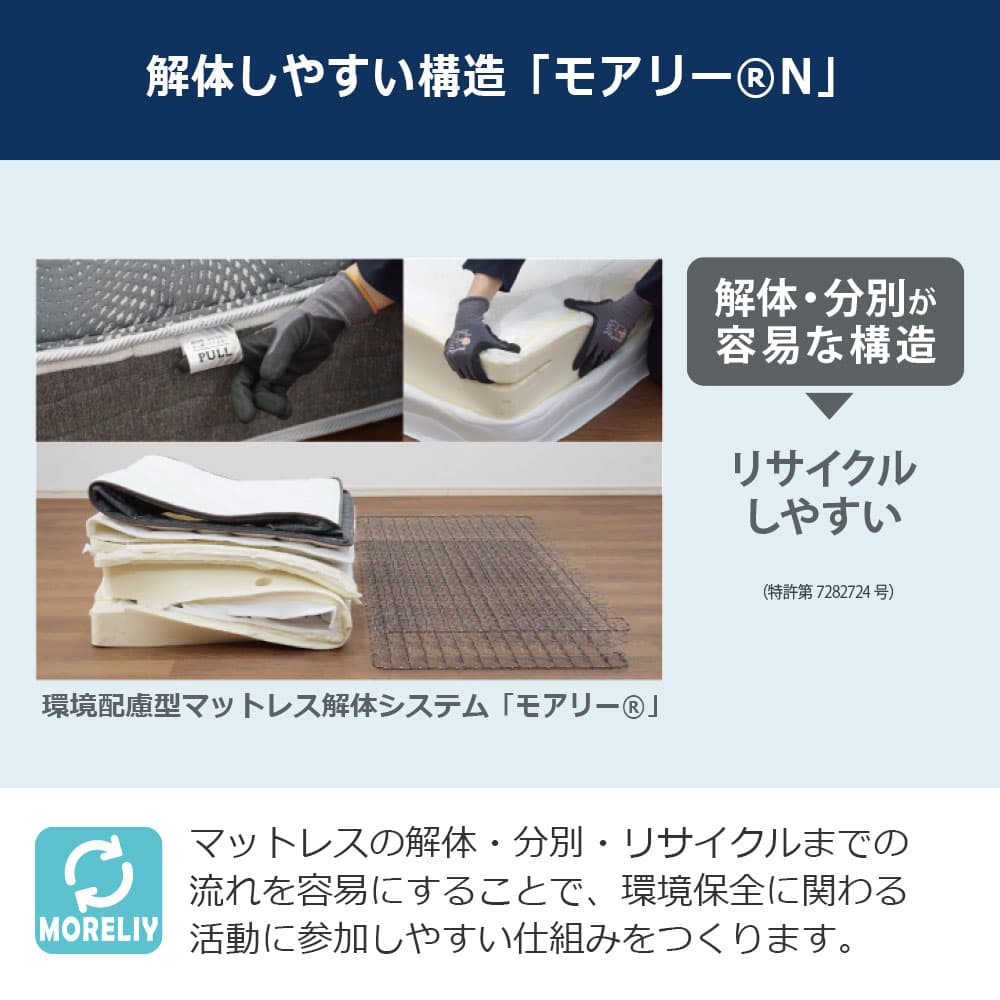 リクライニングマットレス「RX-HUD-Ag-PWM ミディアム」厚さ18cm 高密度連続スプリング 全2サイズ FranceBed(フランスベッド)