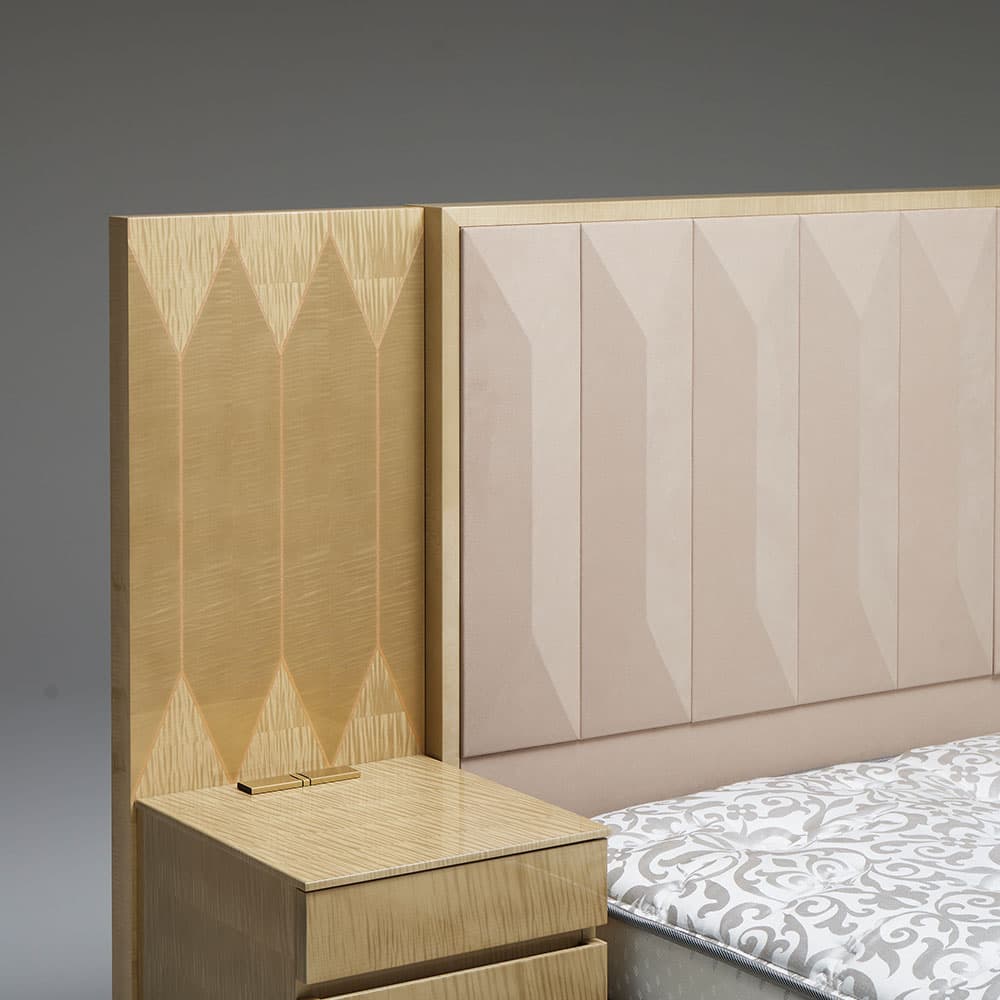 ベッドフレーム「YABANE」ナイトテーブル付き シカモア(SK-12)/ディナミカKR0309 全4サイズ【受注生産品】