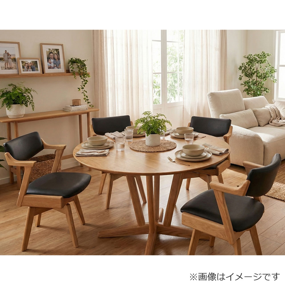 ダイニングチェア（半肘付き）「YUME3 205回転セミアームチェア」 オーク材 NA色 座面PVC BK色 カバー全3色