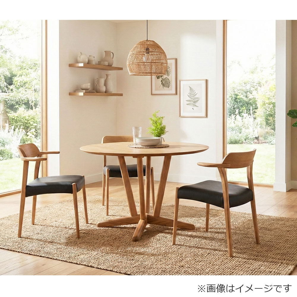 ダイニングチェア(肘付き)「YUME3 309セミアームチェア」オーク材 NA色 座面PVC BK色 カバー全3色
