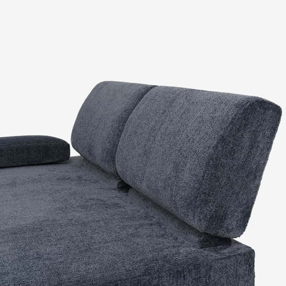 カウチソファ「ファルコ」カウチ背無（大）向かって左肘 布ネイビー色 #6:6142 脚部LWN色【受注生産品】