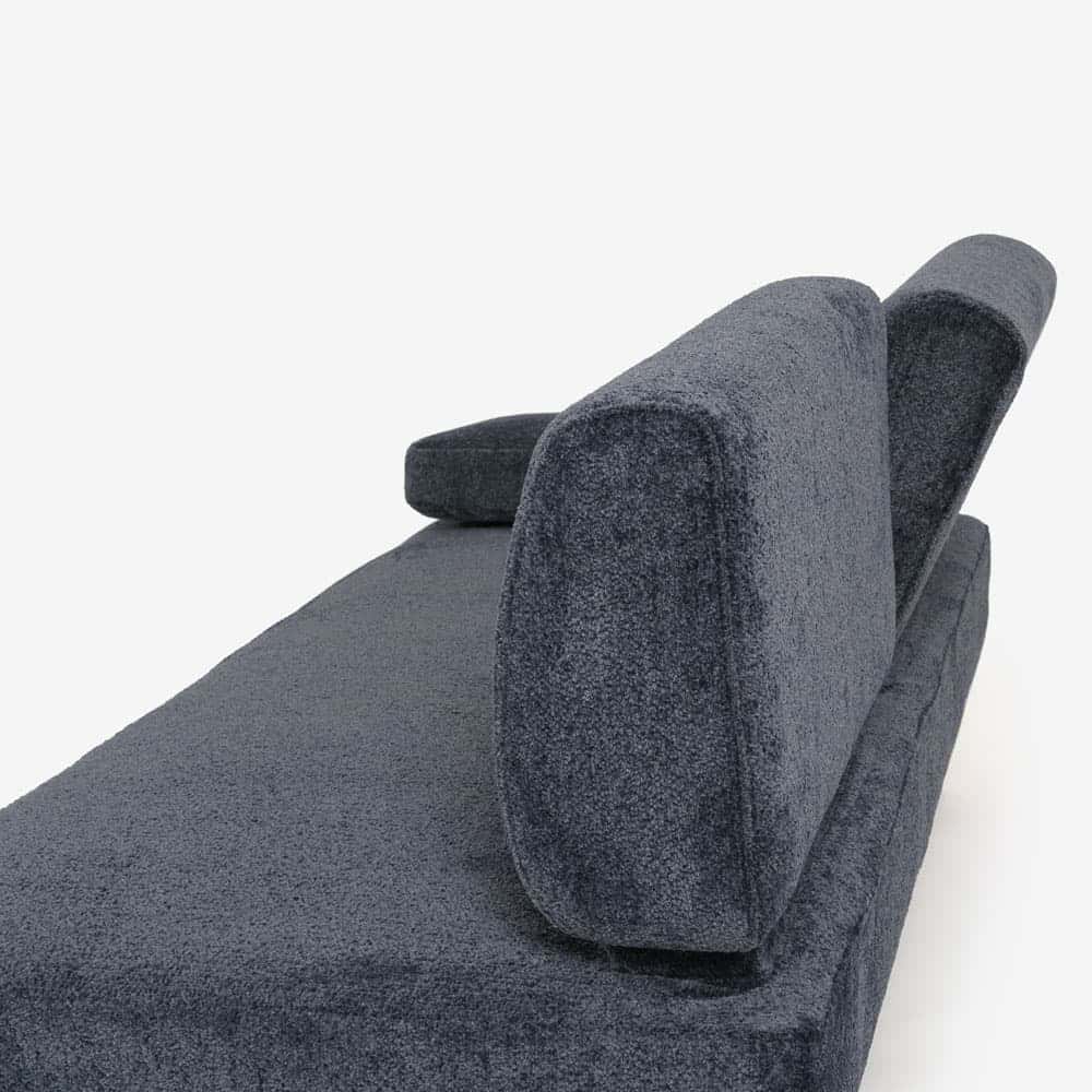 カウチソファ「ファルコ」カウチ背無（大）向かって左肘 布ネイビー色 #6:6142 脚部LWN色【受注生産品】